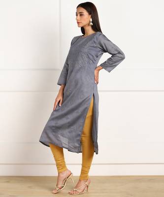 Grey embroidered chanderi kurtas-and-kurtis 3