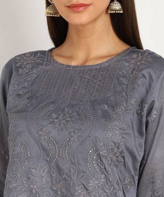 Grey embroidered chanderi kurtas-and-kurtis 4