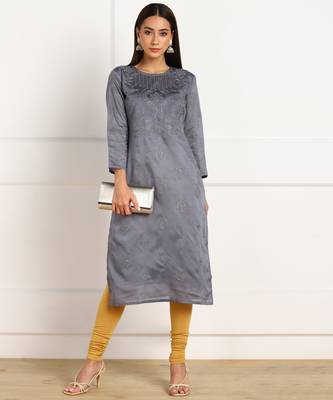Grey embroidered chanderi kurtas-and-kurtis 5