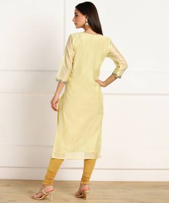 Yellow embroidered chanderi kurtas-and-kurtis 2
