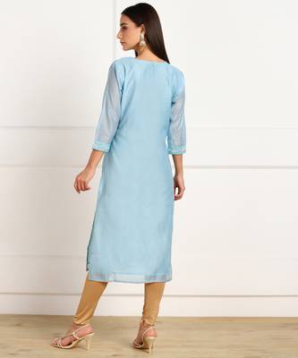 Blue embroidered chanderi kurtas-and-kurtis 2