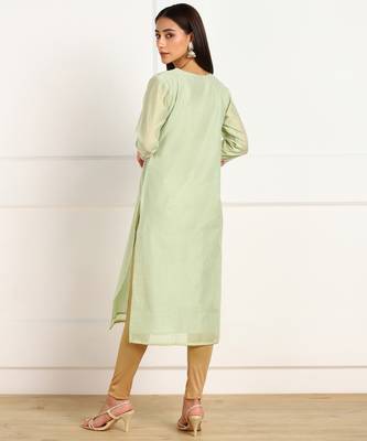 Green embroidered chanderi kurtas-and-kurtis 2