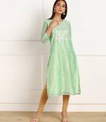 Multicolor embroidered chanderi kurtas-and-kurtis