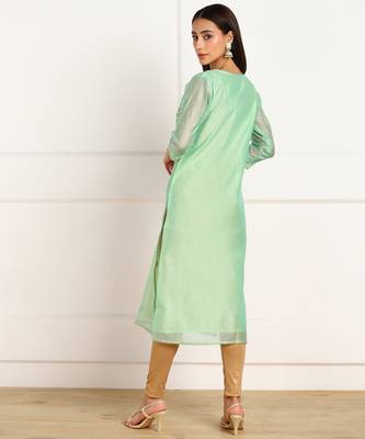 Multicolor embroidered chanderi kurtas-and-kurtis 2