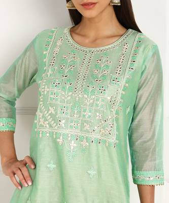 Multicolor embroidered chanderi kurtas-and-kurtis 4