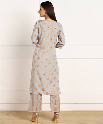 Grey printed crepe kurtas-and-kurtis 2