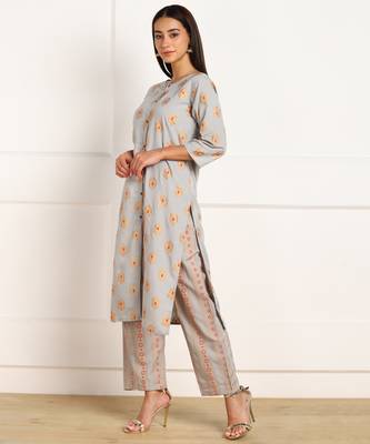 Grey printed crepe kurtas-and-kurtis 3