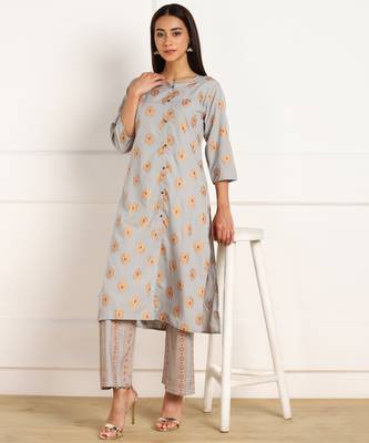 Grey printed crepe kurtas-and-kurtis 4