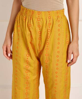 Yellow printed crepe kurtas-and-kurtis 5