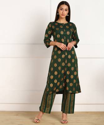 Green printed crepe kurtas-and-kurtis 1