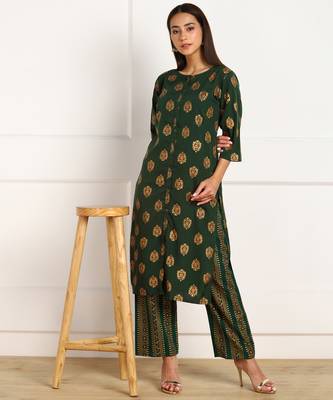 Green printed crepe kurtas-and-kurtis 4