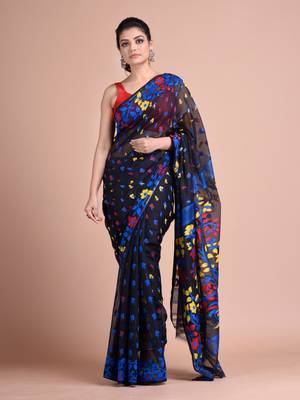 Multicolor Woven Cotton Silk Saree Without Blouse 1