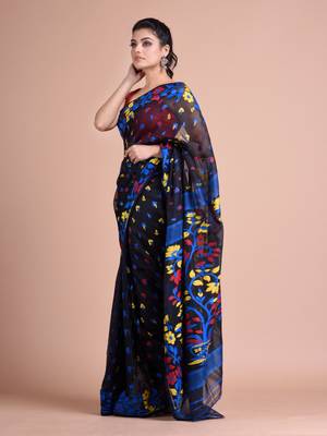 Multicolor Woven Cotton Silk Saree Without Blouse 3