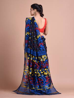 Multicolor Woven Cotton Silk Saree Without Blouse 4