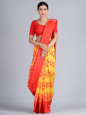 Multicolor Woven Cotton Silk Saree Without Blouse 1