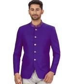 Violet Art Silk Collar Embroidery Bandhgala Jacket