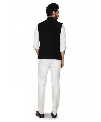 plain Balck  viscose nehru jacket 3