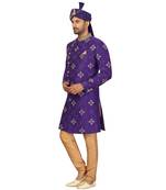 Purple Art Silk Embroidery Classic Sherwani