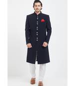 Blue Lachka Suiting Achkan Nawabi Sherwani
