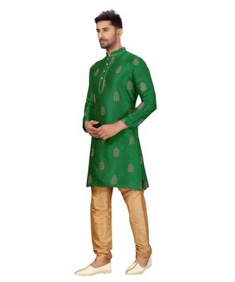 Green Art Silk Embroidery Kurta Pyjama 1