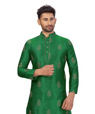 Green Art Silk Embroidery Kurta Pyjama 3