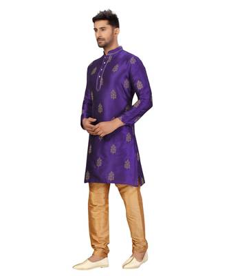 Purple Art Silk Embroidery Kurta Pyjama 1