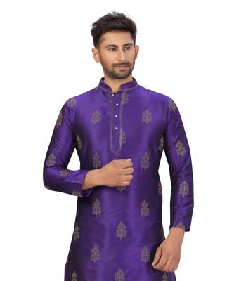 Purple Art Silk Embroidery Kurta Pyjama 3