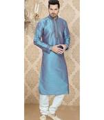 Dual Tone Blue Art Silk Dori Work Kurta Pyjama