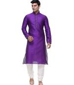 Purple Art Silk Dori Work Kurta Pyjama
