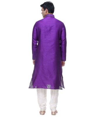 Purple Art Silk Dori Work Kurta Pyjama 2