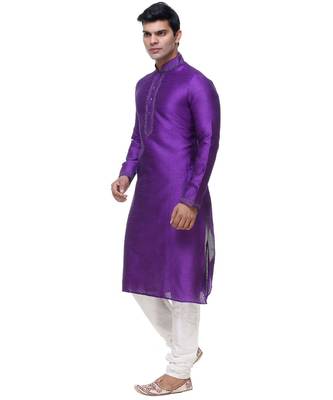 Purple Art Silk Dori Work Kurta Pyjama 3