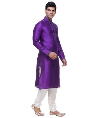 Purple Art Silk Dori Work Kurta Pyjama 4