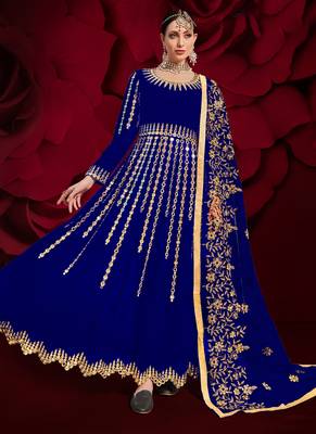 Royal Blue Georgette Anarkali Salwar Kameez 1