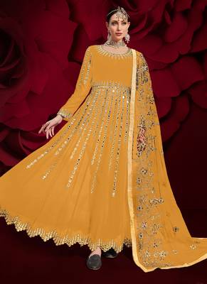 Mustard Georgette Anarkali Salwar Kameez 1