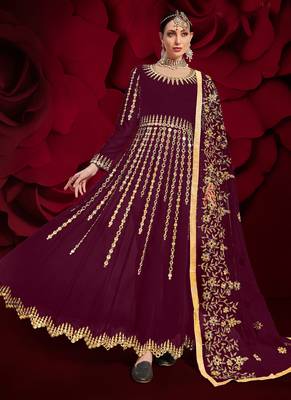 Maroon Georgette Anarkali Salwar Kameez 1