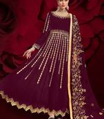 Maroon Georgette Anarkali Salwar Kameez