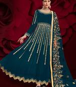 Dark Teal Georgette Anarkali Salwar Kameez