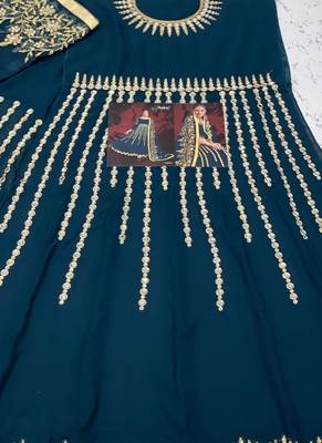 Dark Teal Georgette Anarkali Salwar Kameez 3