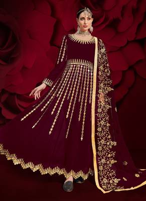 Maroon Georgette Anarkali Salwar Kameez 1