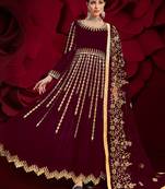 Maroon Georgette Anarkali Salwar Kameez
