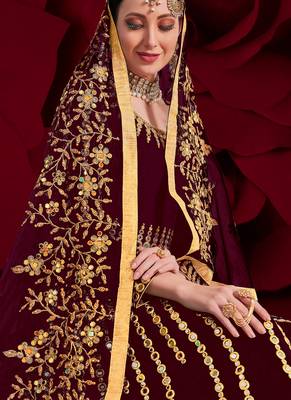 Maroon Georgette Anarkali Salwar Kameez 2