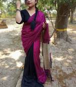 COTTON SILK GHICHA PALLU HANDLOOM SAREE WITH BLOUSE PIECE