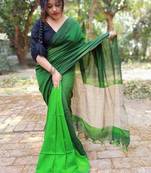 COTTON SILK GHICHA PALLU HANDLOOM SAREE WITH BLOUSE PIECE
