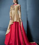 Beige embroidered taffeta salwar