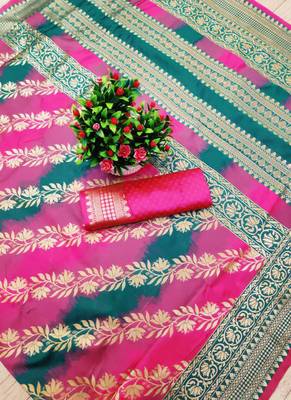 Pink Banarasi Silk Jacquard Work Designer Saree 4
