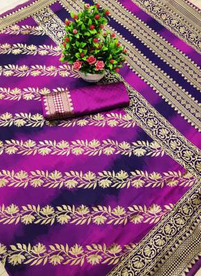 Purple Banarasi Silk Jacquard Work Designer Saree 4