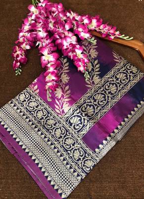 Purple Banarasi Silk Jacquard Work Designer Saree 5