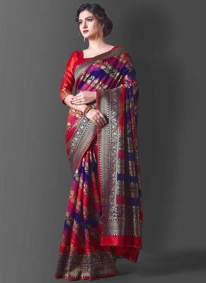 Red Banarasi Silk Jacquard Work Designer Saree 1