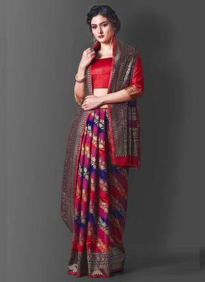 Red Banarasi Silk Jacquard Work Designer Saree 2