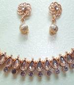 Necklace  Set Ad  Kundan Simple Look Gold Plated pearls Lightweight Jewelry With Earrings for Women & Girls